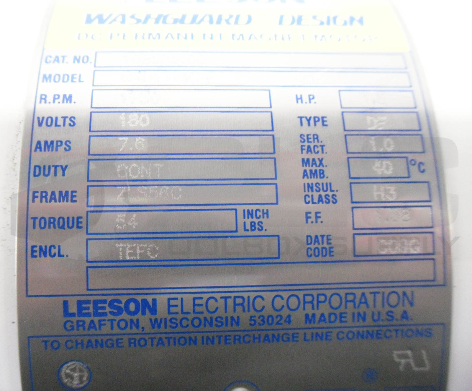NEW LEESON 108232.00 DC MAGNET MOTOR 1.5HP 1750RPM FR: ZLS56C C4D17WK3E *READ