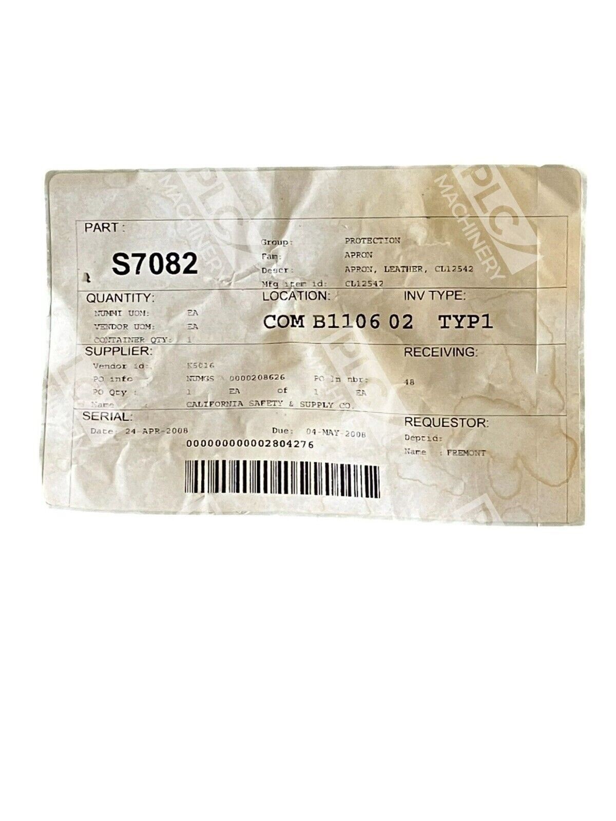 California Safety & Supply S7082