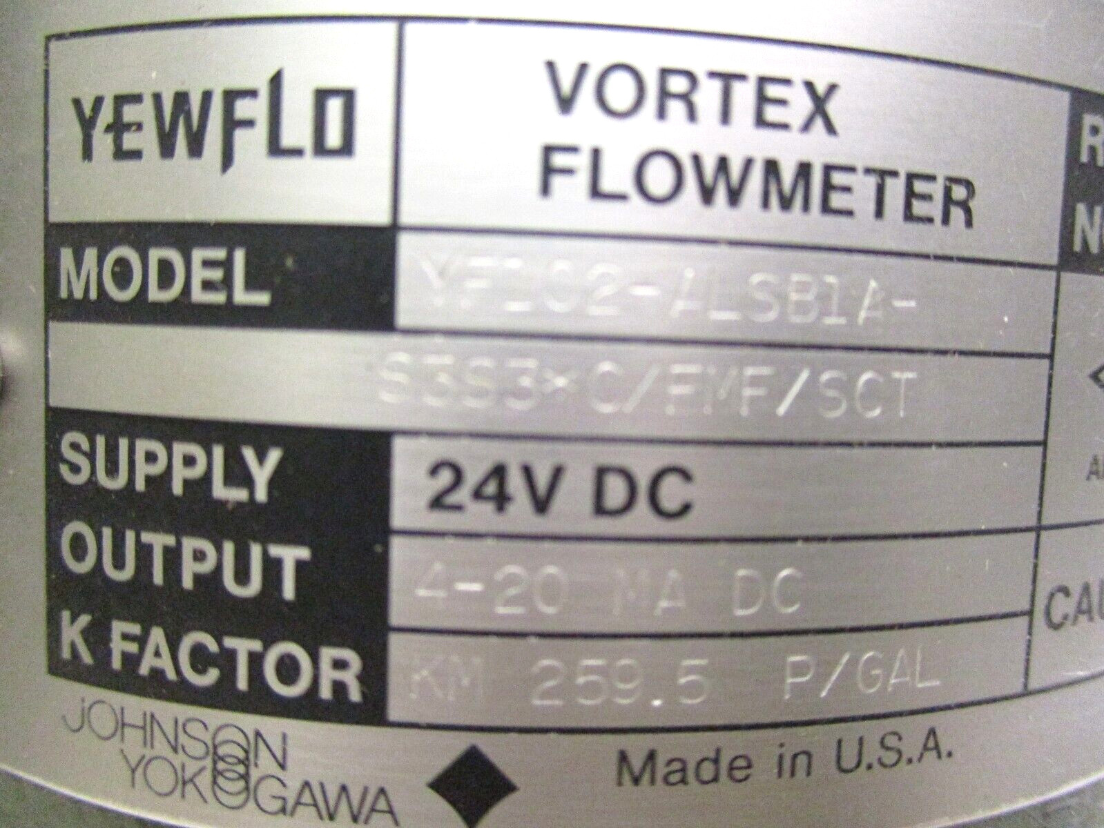 New Open Box Johnson Yokogawa Vortex Flowmeter YF102-ALSB1A A5268WVS