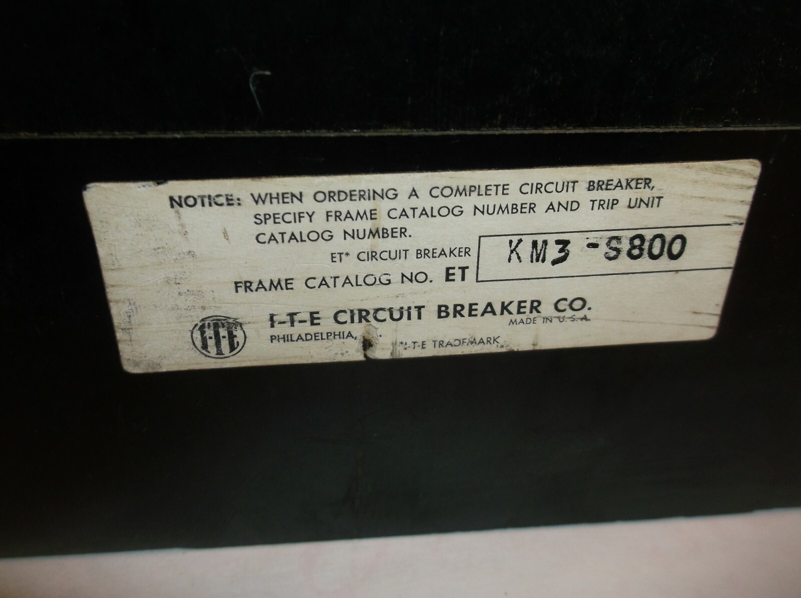 NEW ITE GOULD 800 AMP CIRCUIT BREAKER 600 VAC 3 POLE KM3-S800