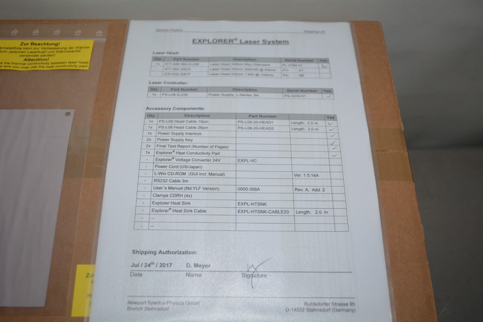 ^ Spectra-Physics / Newport Laser System (Kit) Explorer 349 P/N: 349-060