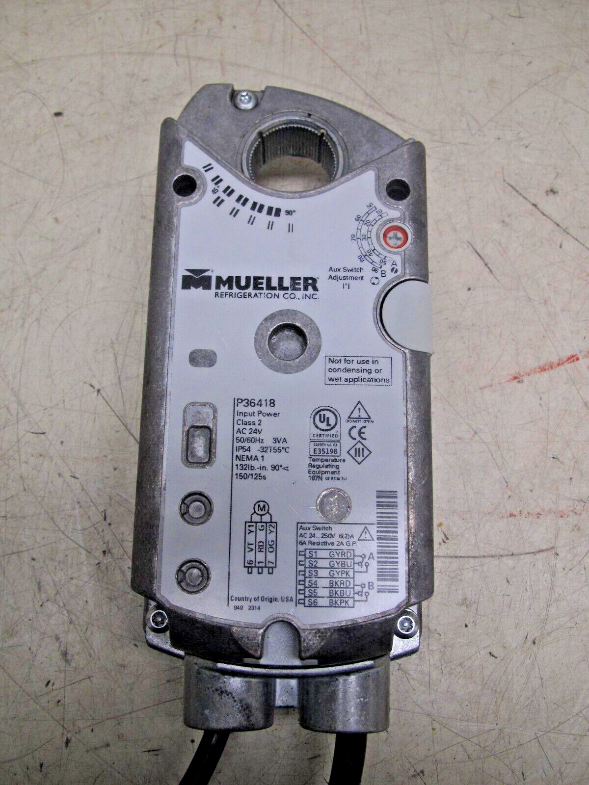 Mueller Industries Electronic Actuator Class 2 AC 24V 50/60Hz 3VA P/N: P36418