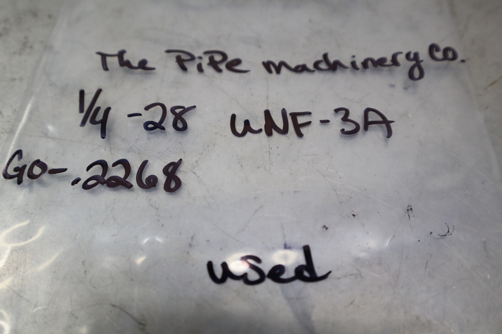 The Pipe Machinery 1/4-28 UNF-3A GO-.2268 Thread Plug Gage Used With Warranty