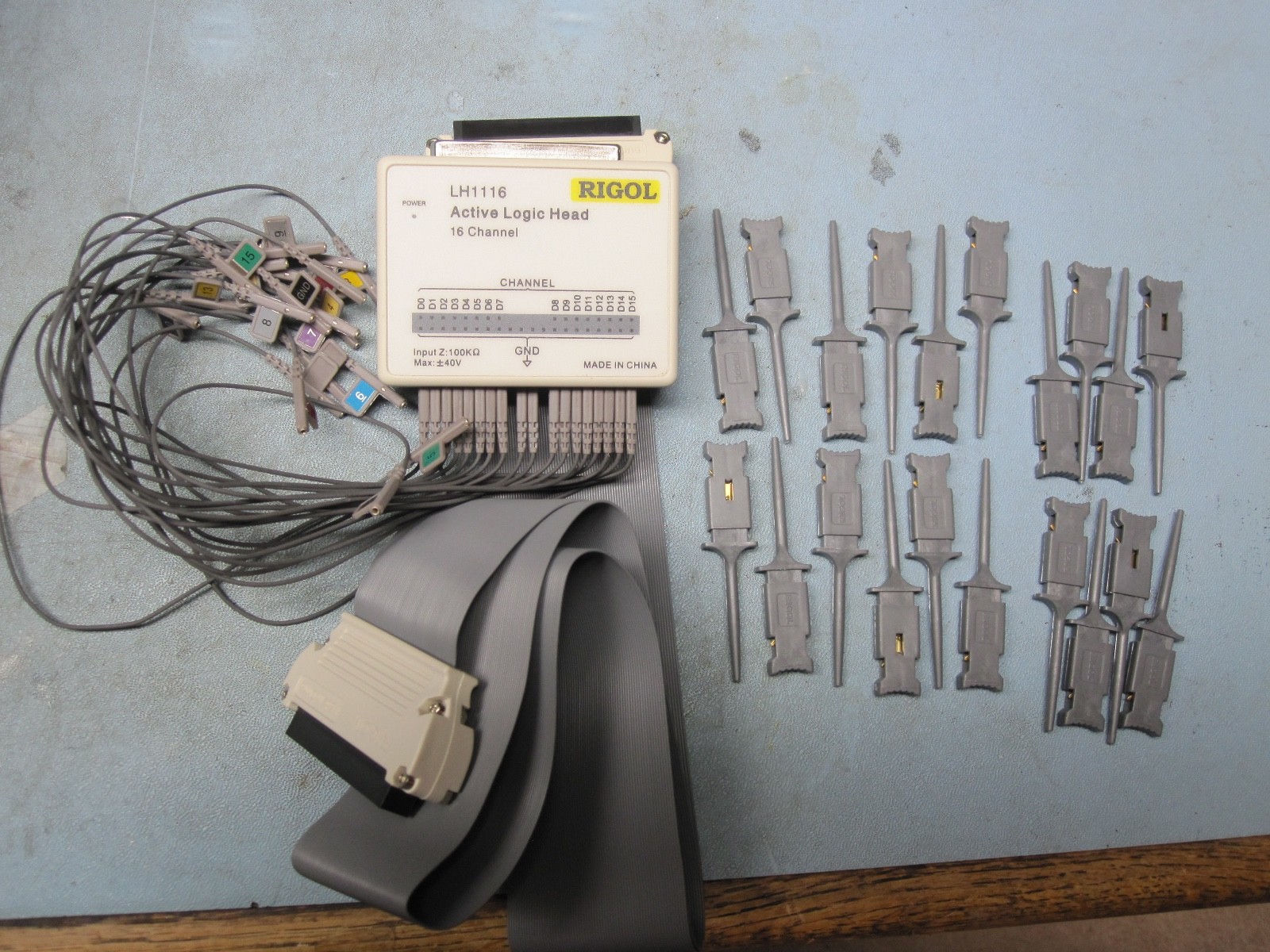 RIGOL LH1116 Active Logic Head 16 Channel W/ Extras, Main Cable, Leads, & Clips
