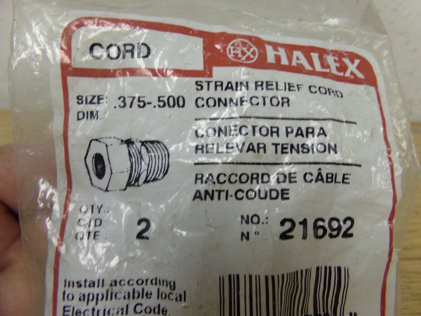 NEW Halex 21692 Strain Relief Connector .375-500 Lot of 2 *FREE SHIPPING*