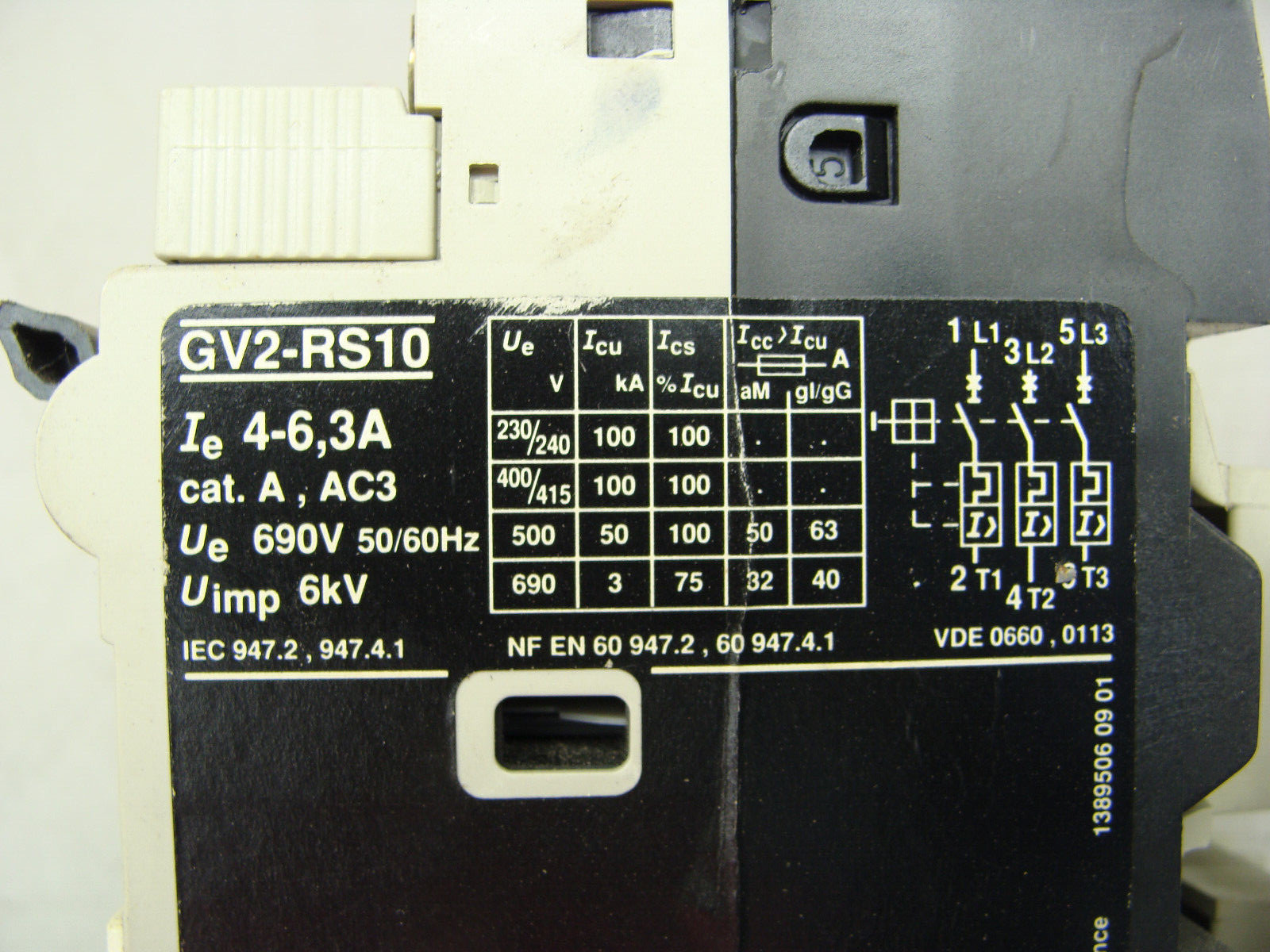 TELEMECANIQUE CIRCUIT BREAKER GV2-RS10 W/AUX CONTACTS LA1DN20 LC1D0910 GV2-AN11