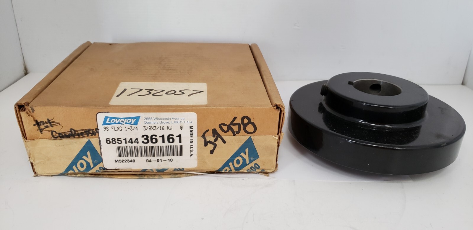 LOVEJOY 685144 36161 9S FLANG, 1-3/4″ BORE, 3/8 x 3/16 KW, NIB