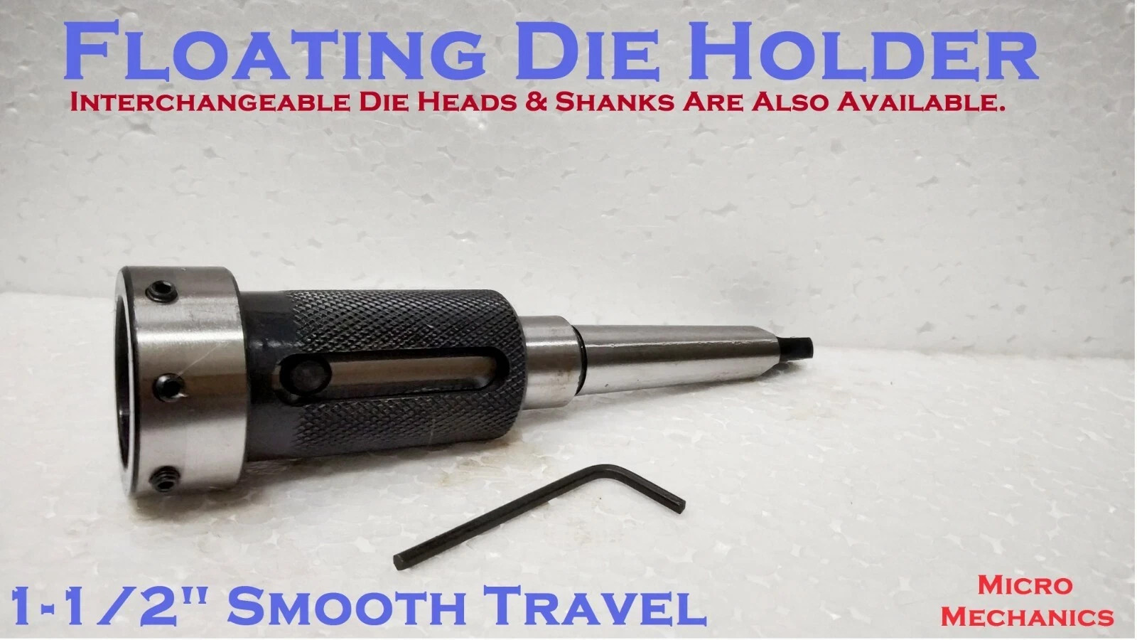Lathe Tailstock Die Holder 1-1/2″ Floating Type MT4 SHANK Holds Imperial Die