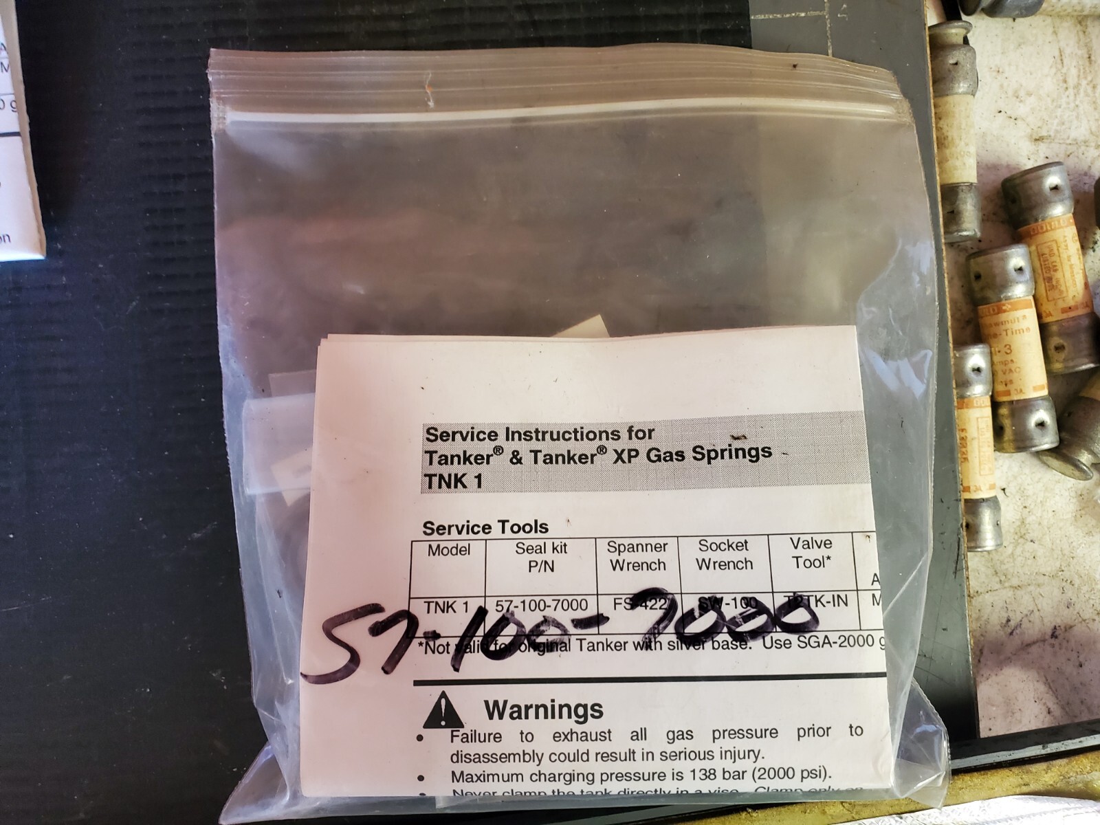 Hyson Seal Kit for TNK1 Nitrogen Gas Spring, 57-100-7000