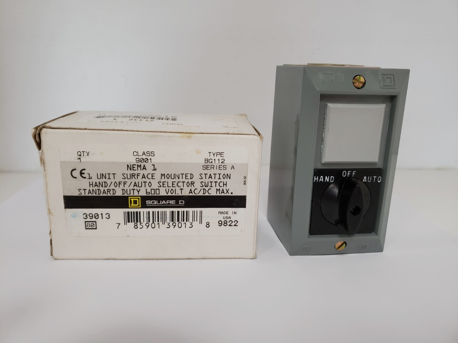 SQUARE D 9001-BG112 PUSHBUTTON CONTROL STATION HAND/OFF/AUTO SERIES A NIB
