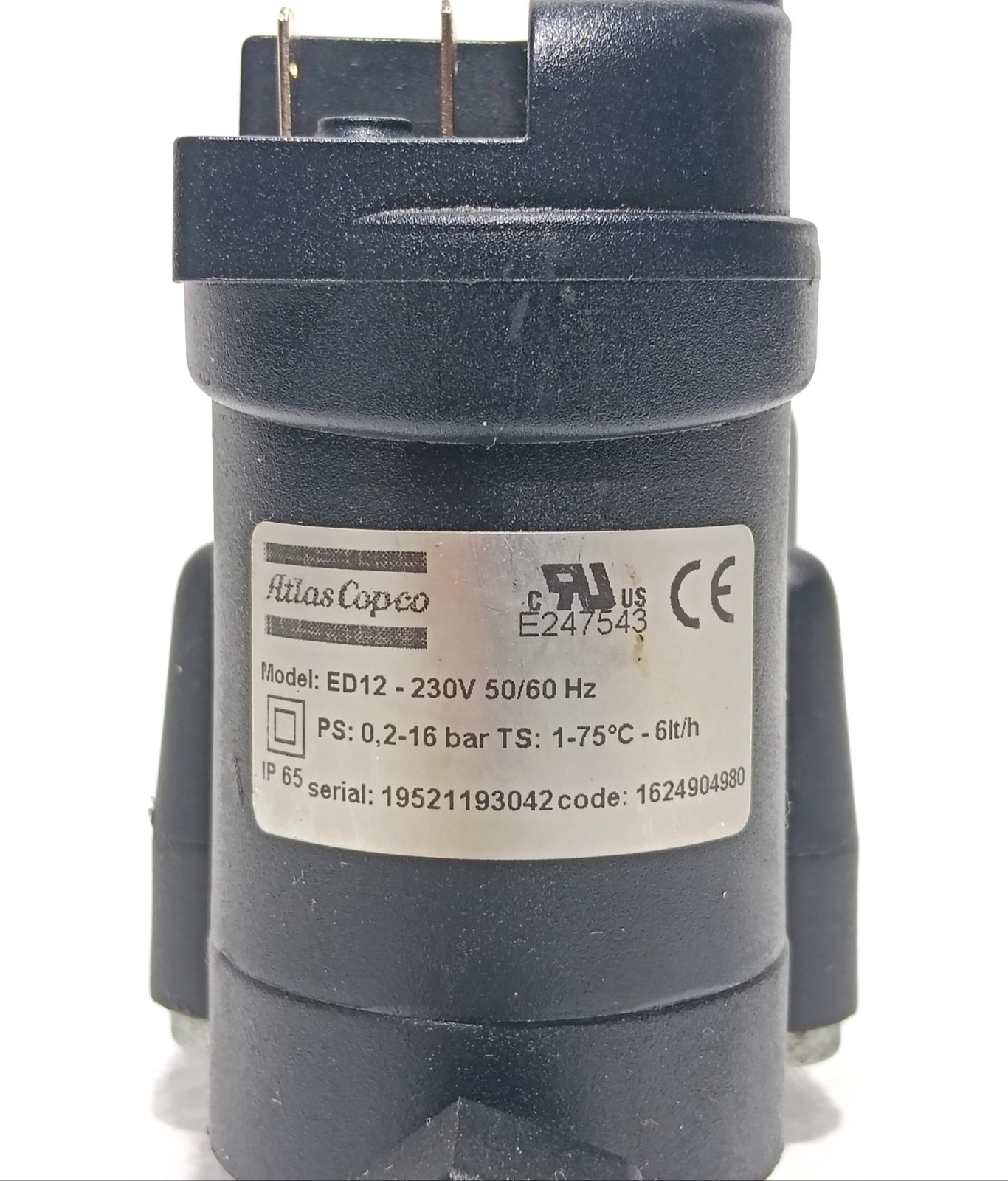 LDI ELECTRONIC DRAIN VALVE ED12 230V 50/60HZ 0.2 – 16 BAR ATLAS COPCO 1952119304
