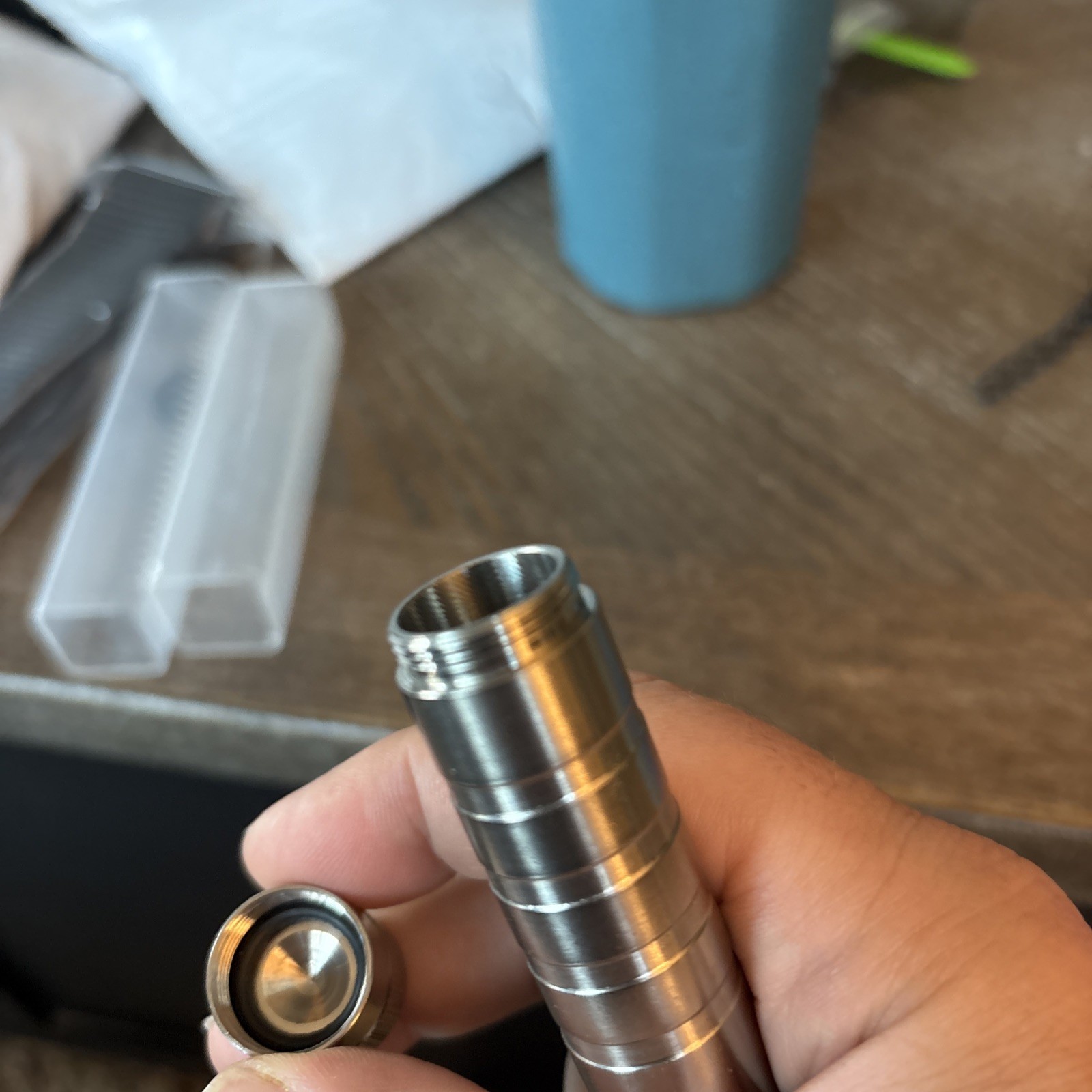 Maratac Tube-A-Ton Titanium Secured Lid Via Flange-to-Cap Fits Two AA Batteries