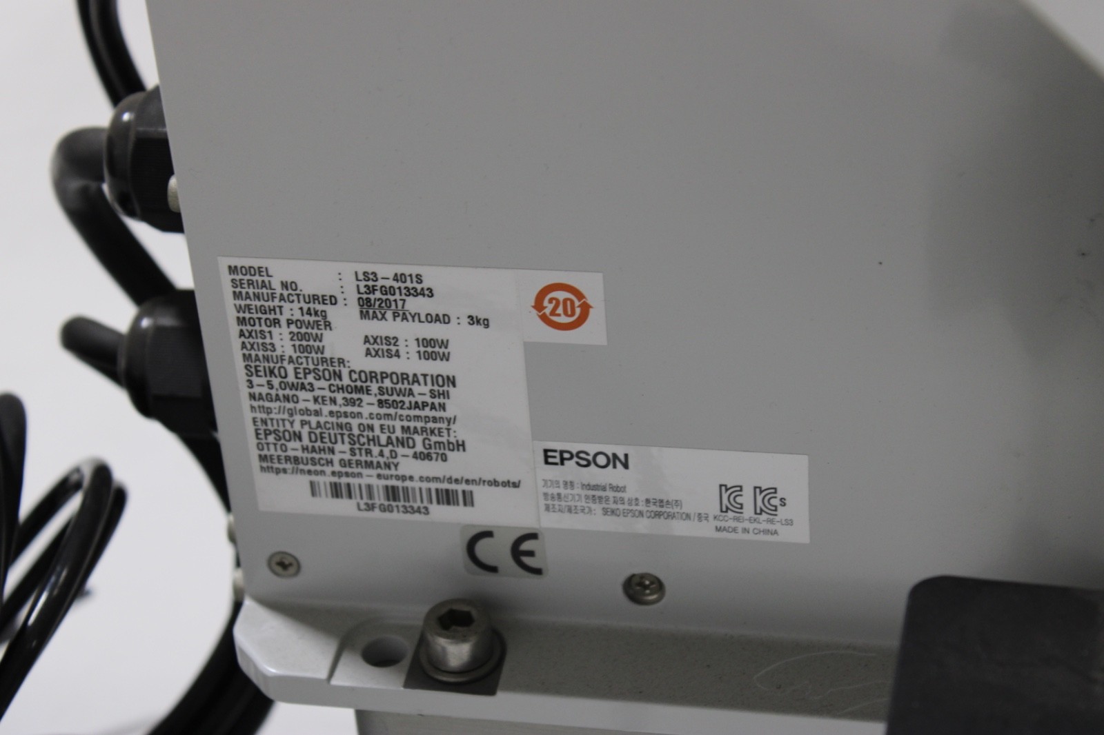 Seiko Epson LS3-401S 4-Axis SCARA Robot w/ RC90 Controller