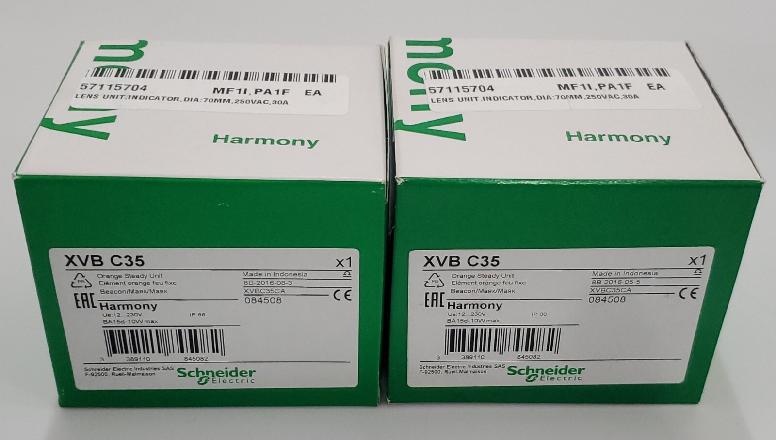 *NEW* LOT OF 2 Schneider Electric XVB C35 Orange Steady Unit 12…230V +Warranty