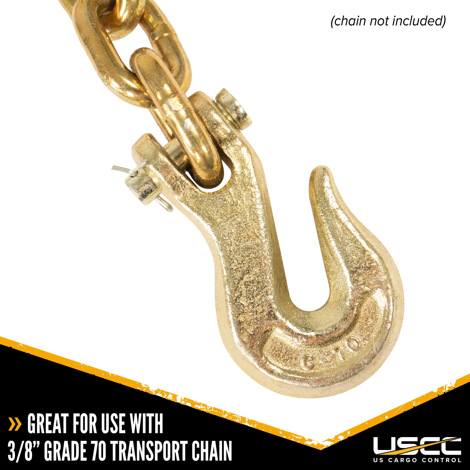 USCC 3/8″ G70 Clevis Grab Hook – Secure Load To A Truck Or Flatbed Trailer – 4PK