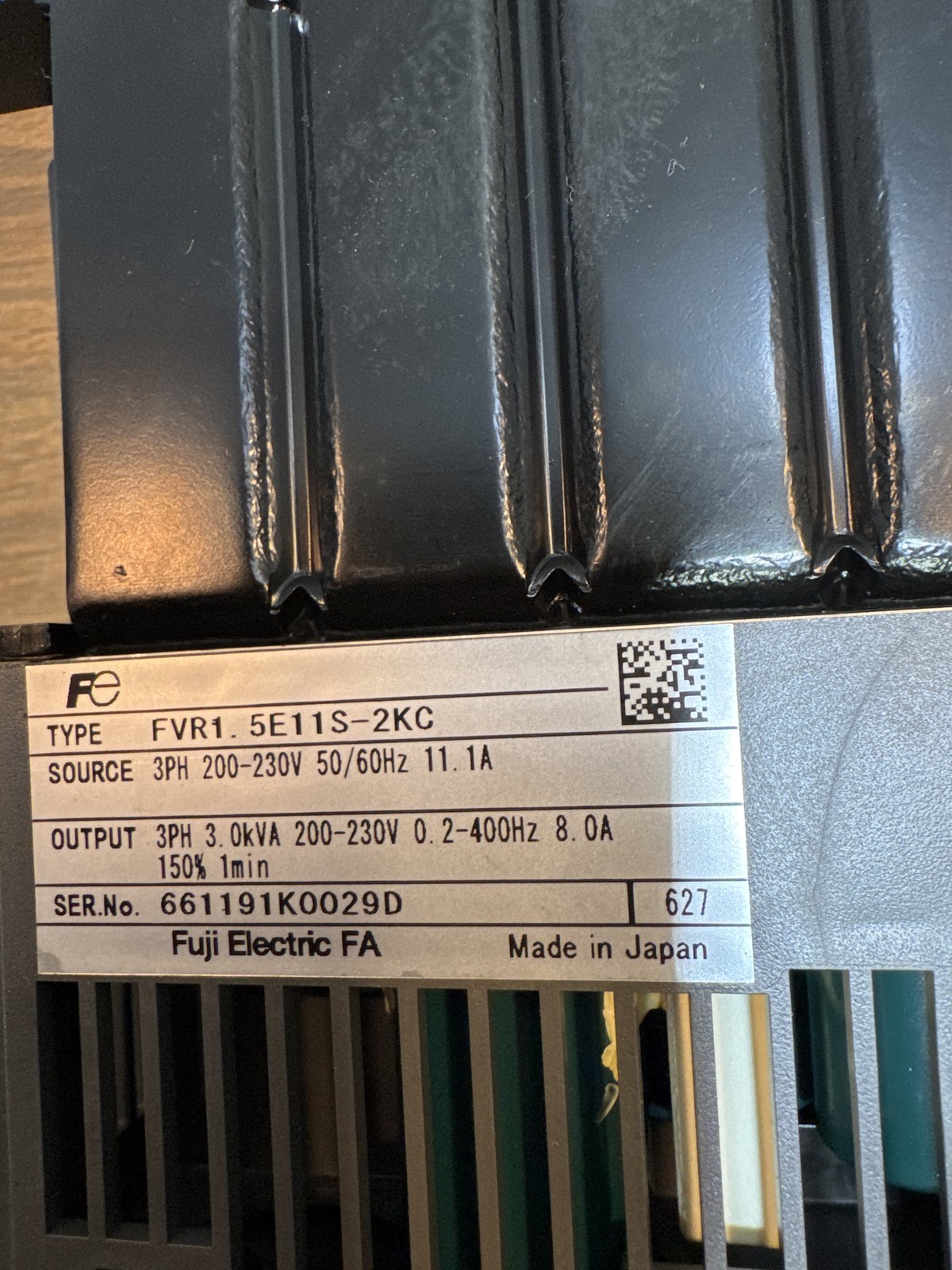 Fuji Electric FVR-E11 VFD FVR1.5E11S-2KC 3PH 200-230V 8A 0.2-400Hz INV=32994
