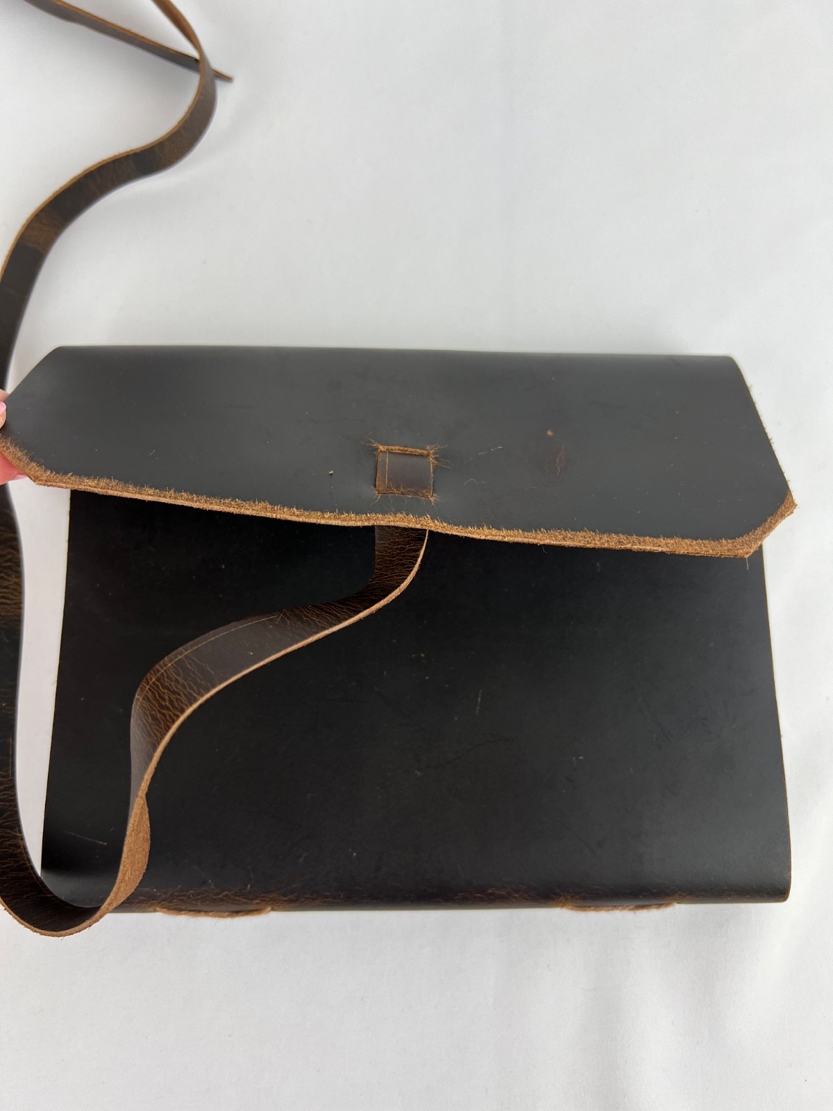 Leather Bound Journal w/Flap & Strap Closure 100 Antique Paper Tied Sheets