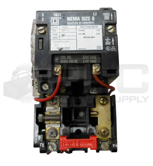 SQUARE D 8536 SBO-1 /A MOTOR STARTER W/ 31041-400-42 W/ 9999 SX-6 INTERLOCK