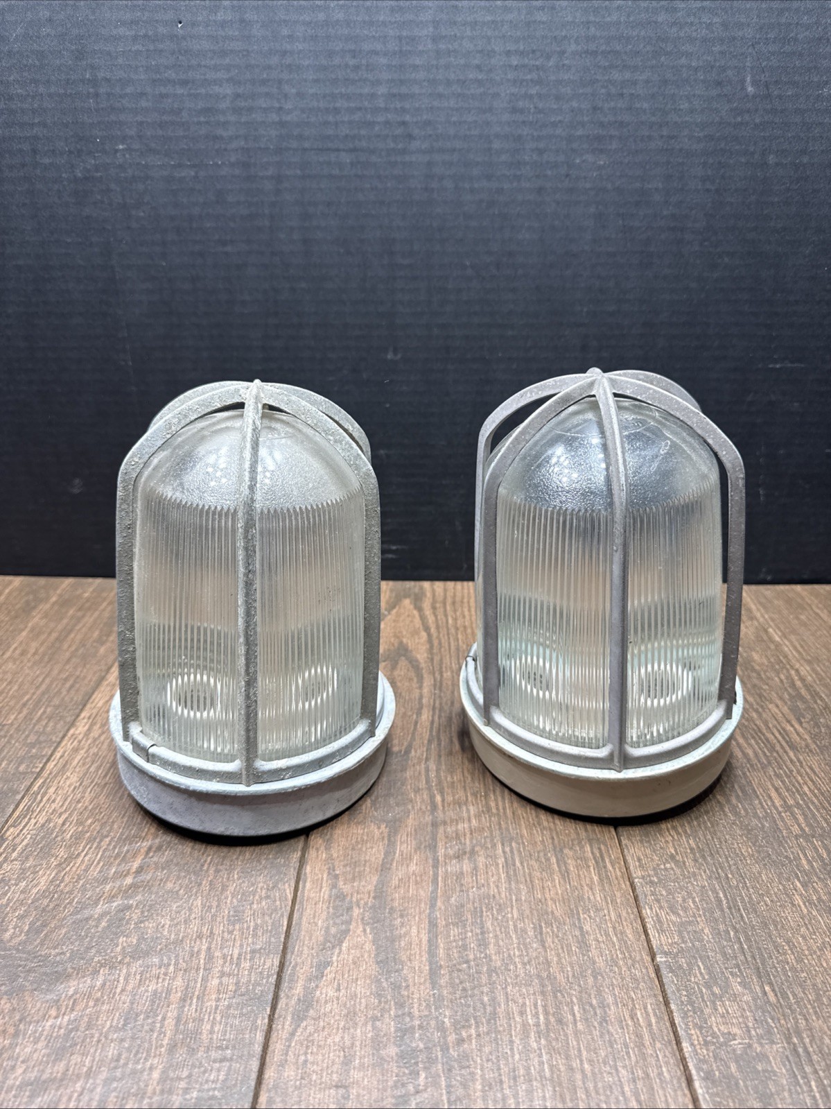 UNBRANDED INDUSTRIAL EXPLOSION PROOF CAGED RIBBED GLOBE LIGHTS Lot Of 2