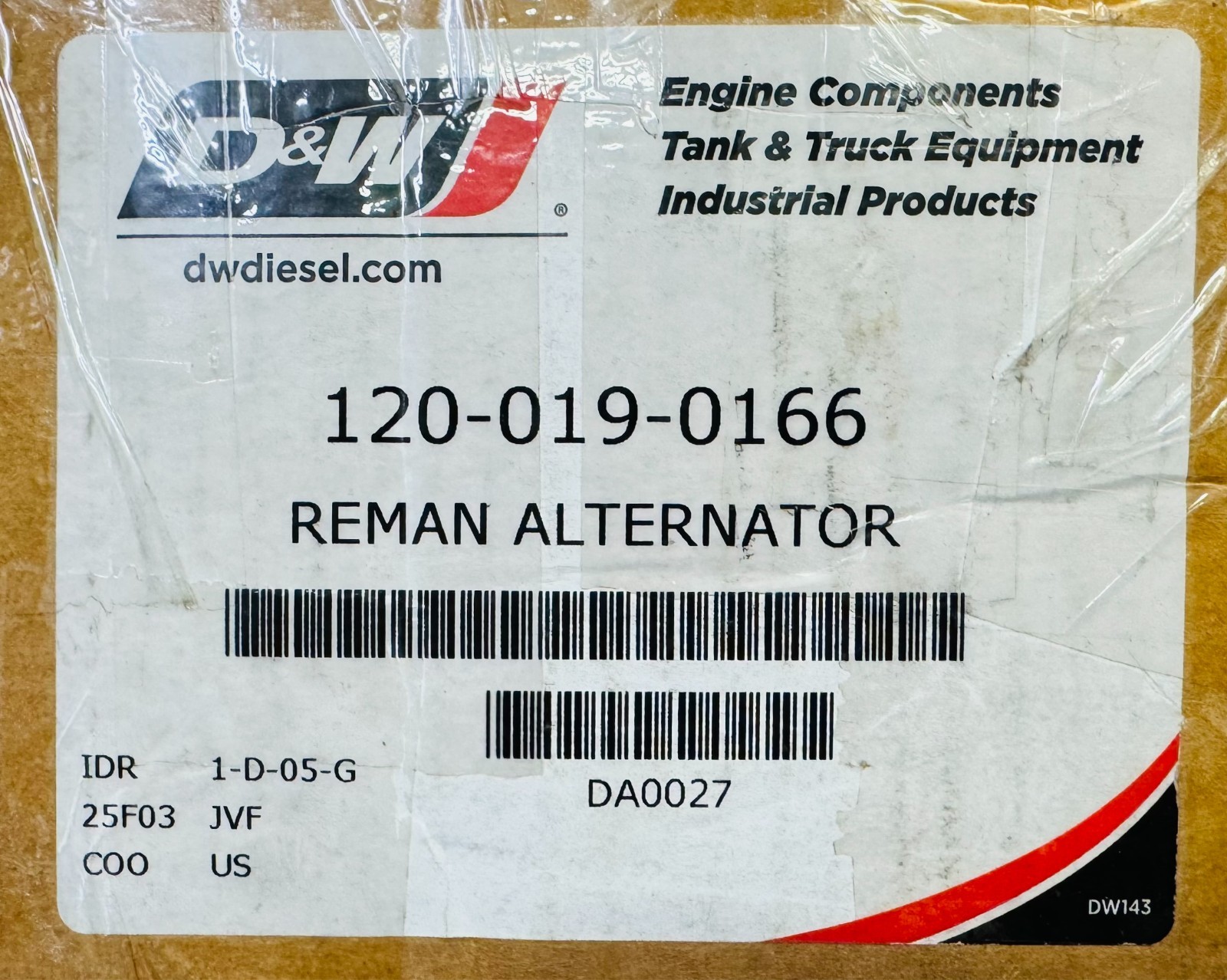 D&W 120-019-0166 Brushless Alternator 36 Si 10459449 Delco Remy 8600126