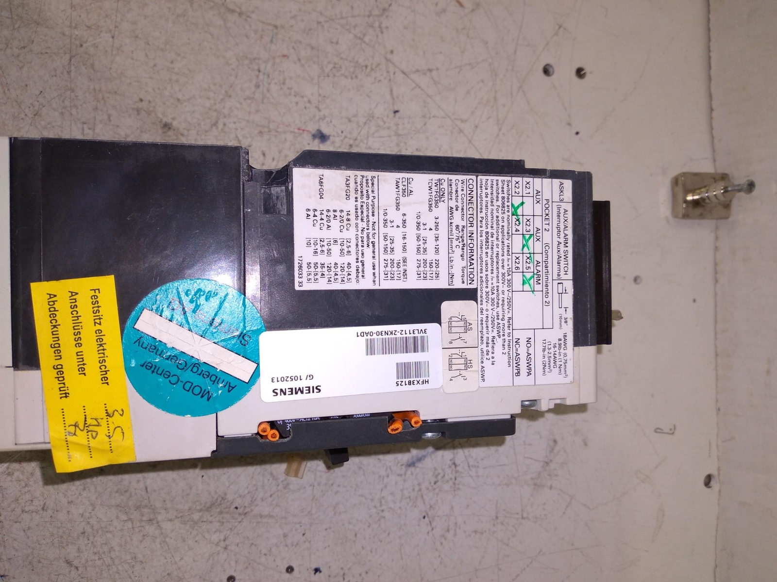 SIEMENS HFGA HfX3B125 breaker 125A 3vl125-3rr30-0aa0 3lv9312-7kn30