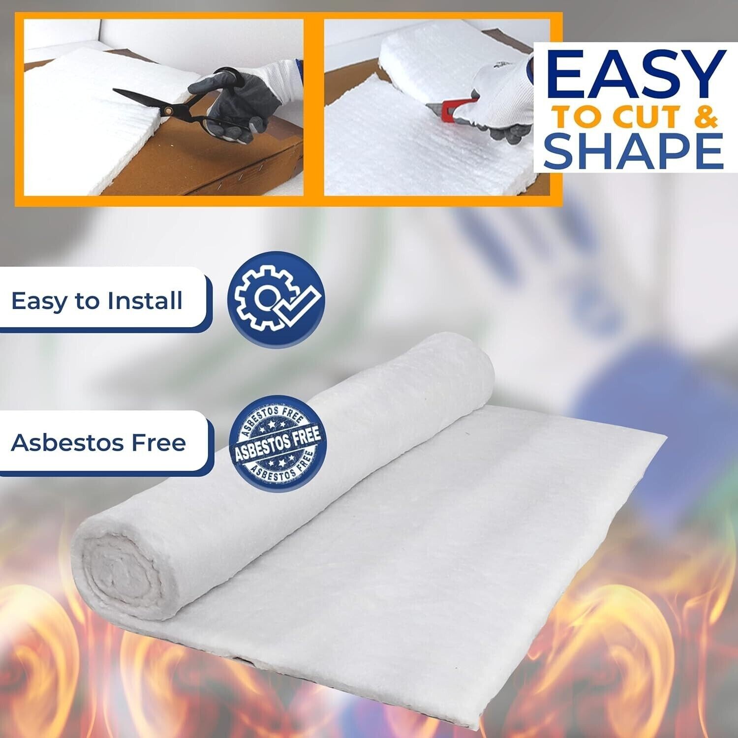 1/2″ Ceramic Fiber Insulation Blanket 2400F 8# High Temp Insulation 24″ x 36″