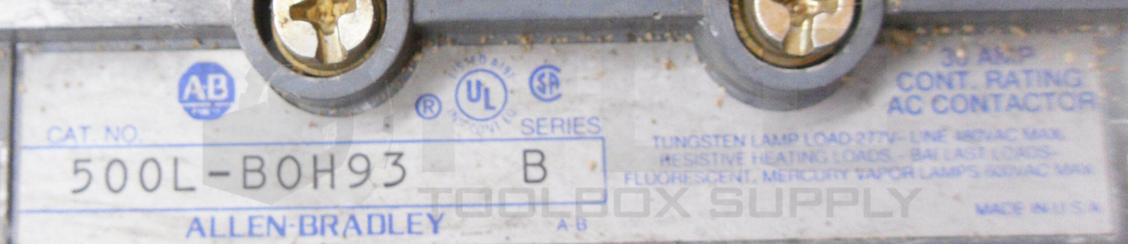 ALLEN BRADLEY 500L-BOH93 /B CONTACTOR 30A 600VAC W/ CB236 COIL 110-120V