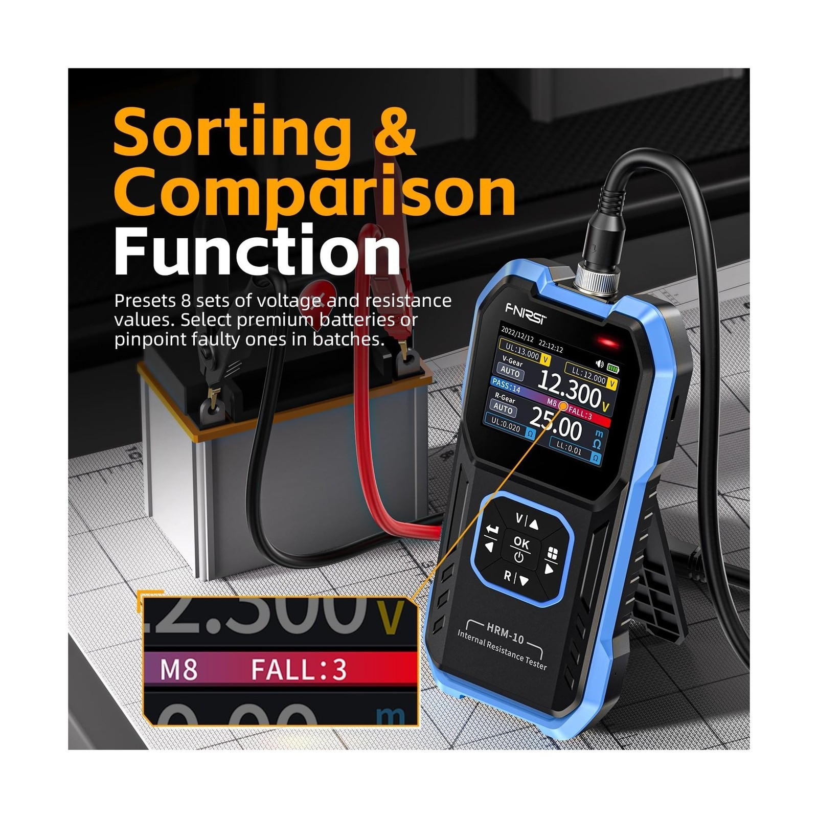 FNIRSI HRM-10 Voltage Internal Resistance Battery Tester，Battery Voltage