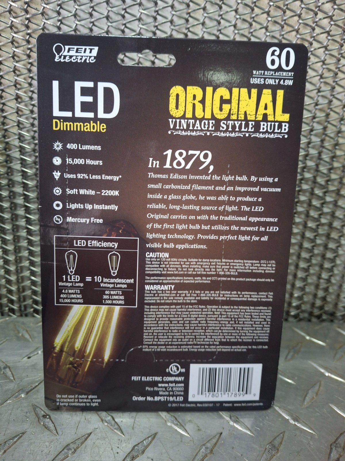 Lot of 4 Feit Electric LED Dimmable Vintage Style Light Bulb #BPST19/LED ST19