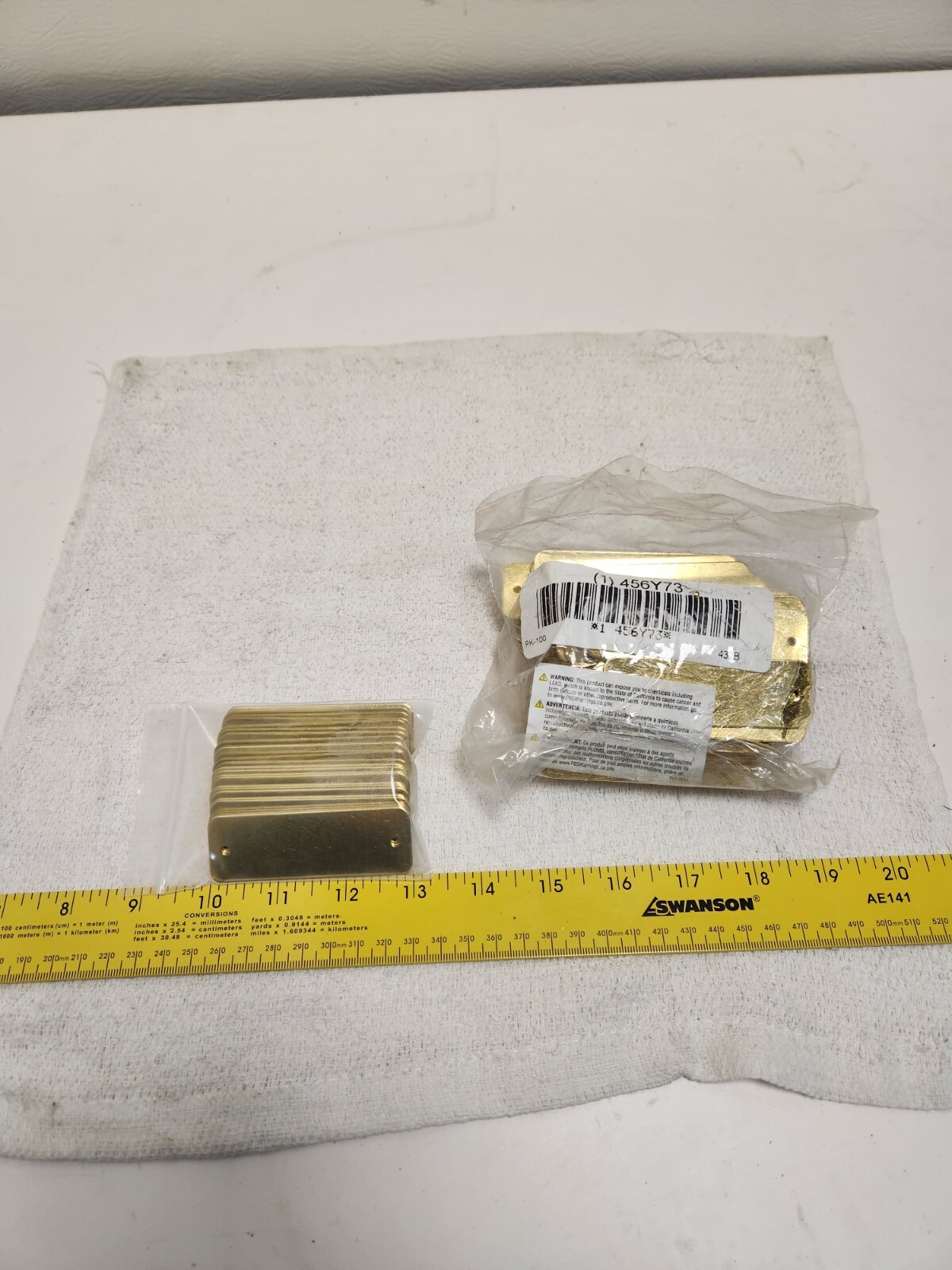 GRAINGER APPROVED 41292 Blank Tag,Brass,1in H,3in W,Yellow,PK125 456Y73