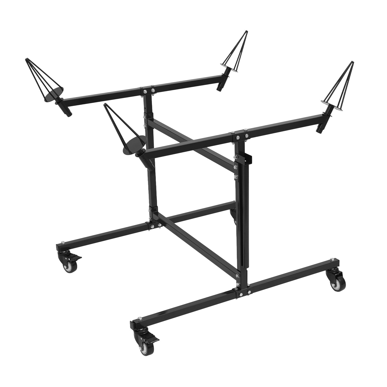F02 Rotating Wheel Paint Stand Rack 300lbs Capacity Tilted With 4 Swivel Casters