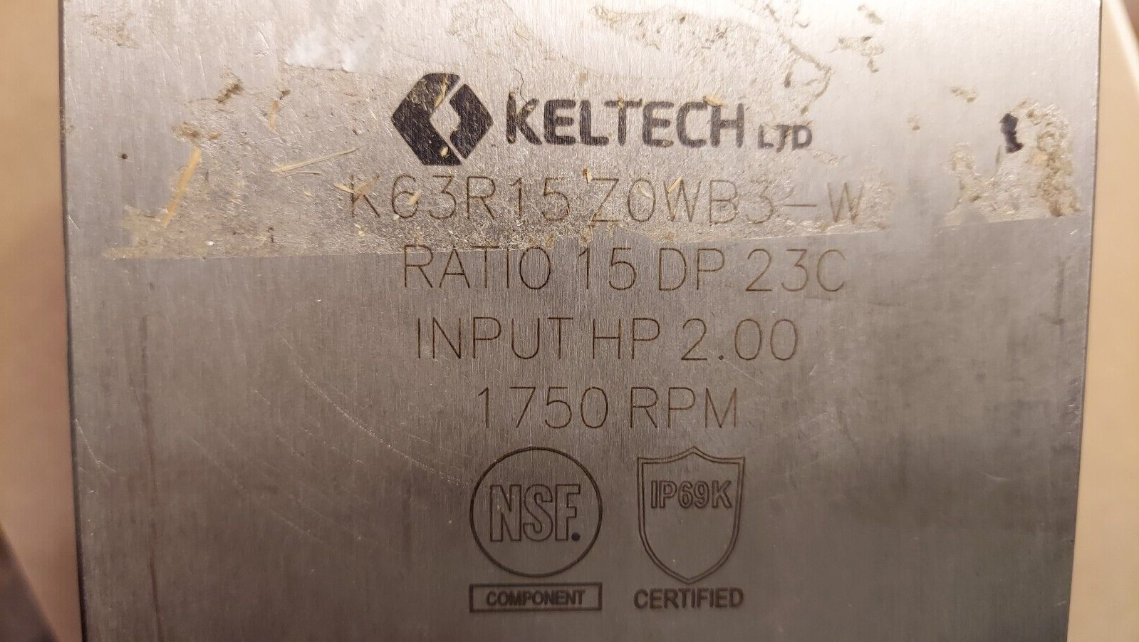 New KelTech K63R15 Z0WB3-W Gear Reducer 2HP Ratio 15DP 23C 1750RPM L@@K