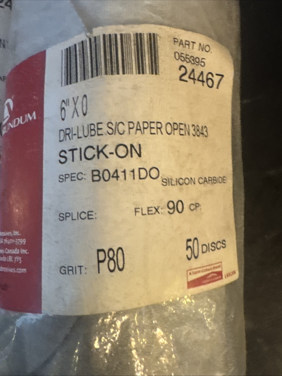 saint gorbain 24467 24469 24471, P80, P180B, P320B 6 Inch / 50 3x Partial Rolls