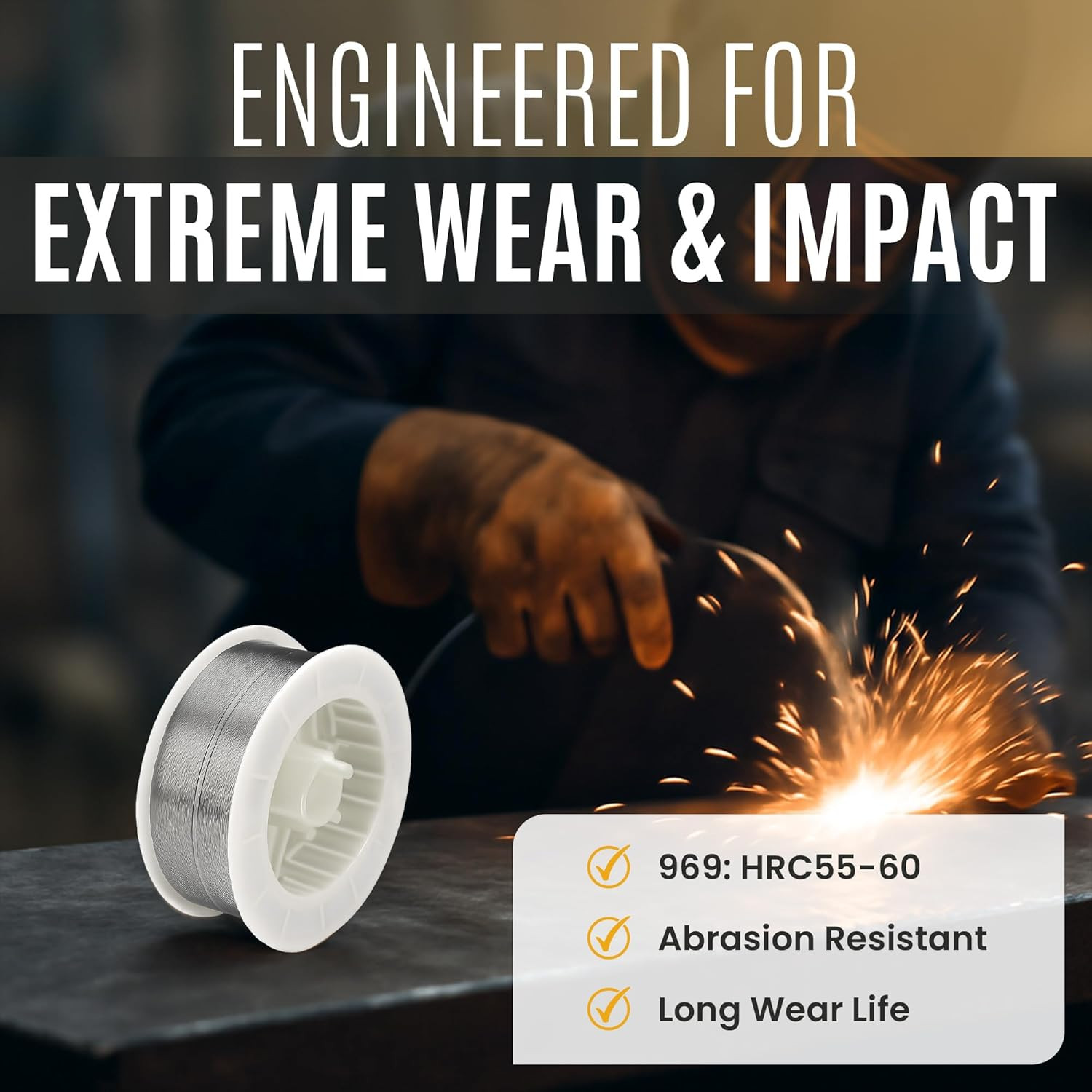 Ranomatic 969G Hardfacing Wire, General Purpose Welding Wire, Extreme Abrasion R
