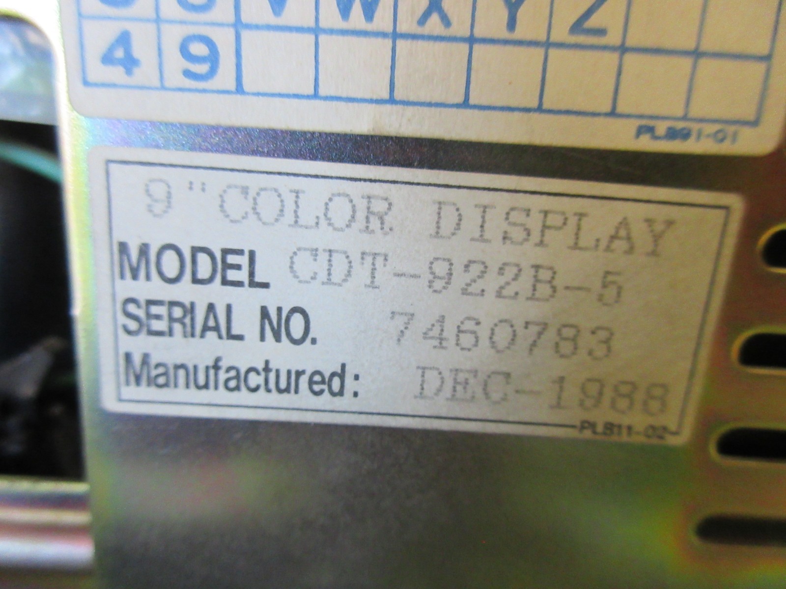 TOTOKU 9″ COLOR DISPLAY MONITOR MODEL CDT-922B-5 WARRANTY