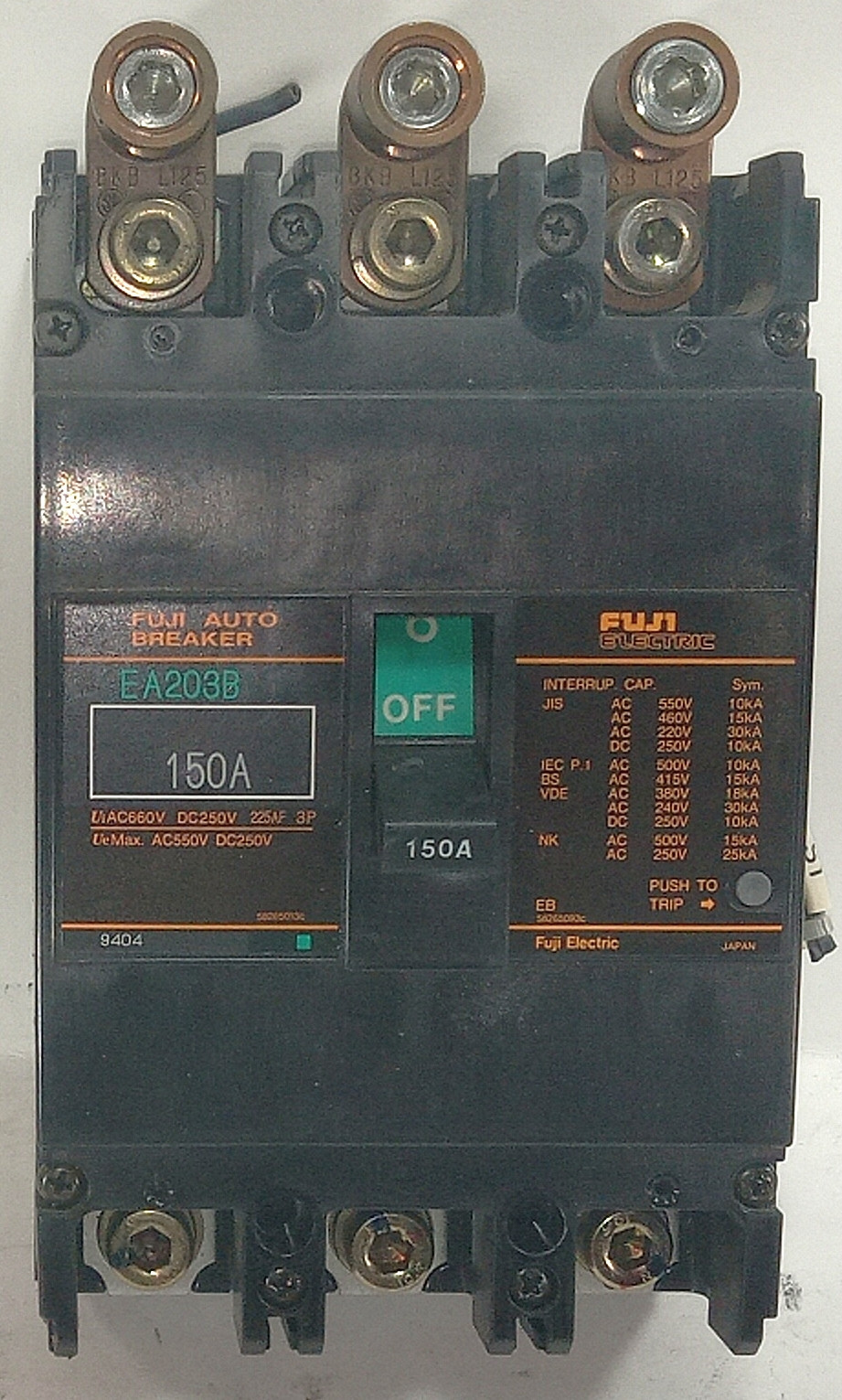 1 USED FUJI EA203B 150 AMP MOLDED CASE CIRCUIT BREAKER ***MAKE OFFER***