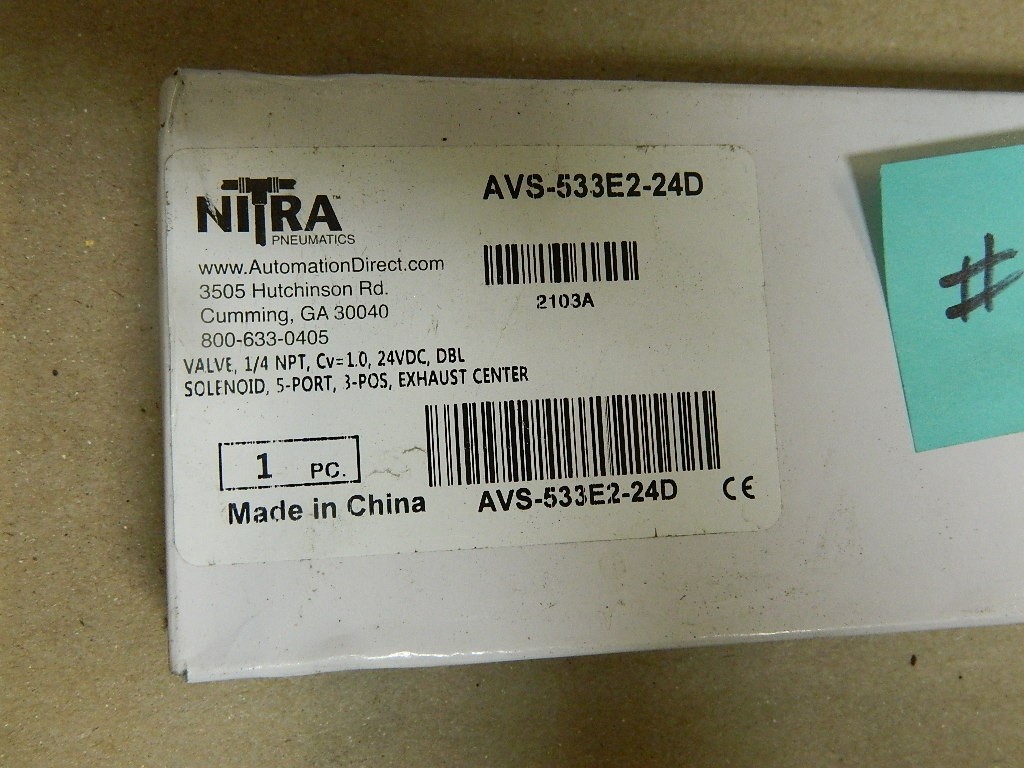 Nitra AVS-533E2-24D Pneumatic Solenoid Valve 5 Port 1/4″ NPI NEW LOT # 17