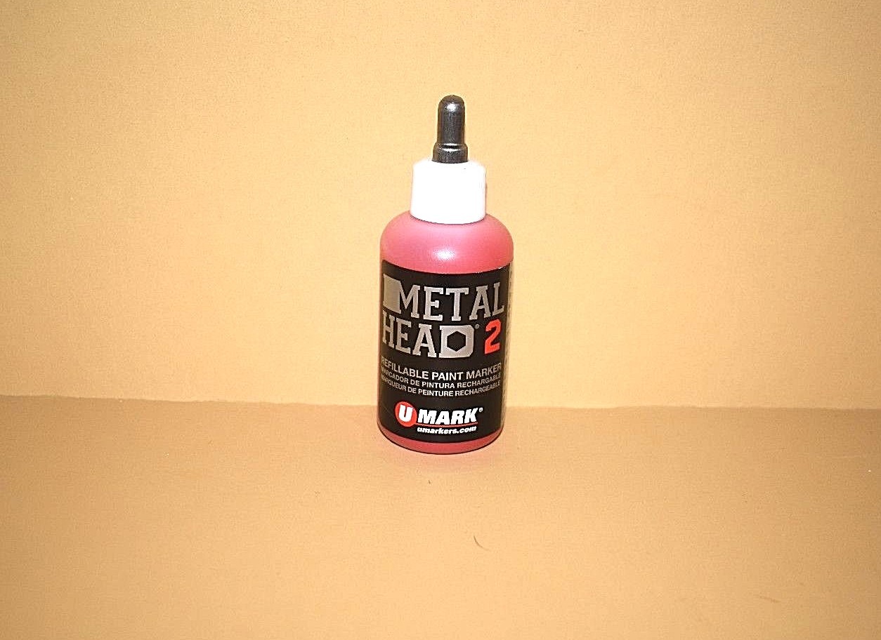 3 Metal Head2 Paint Markers 2 Oz Red Auto Salvage Industrial Junk Yard Crafts