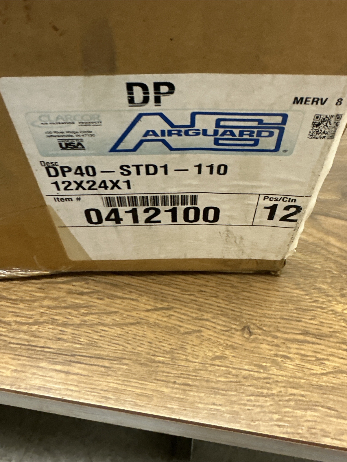 Airguard,DP40-STD1-110 12X24X1, Air Filter Box of 12