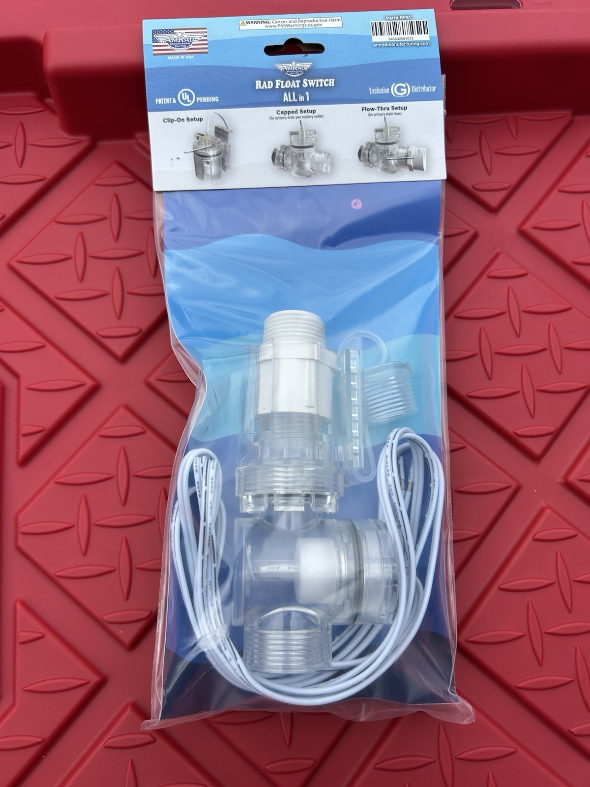 RFS1 HVAC Float Switch 24V Resin Capped/Clip-On/Flow-Through MADE IN USA