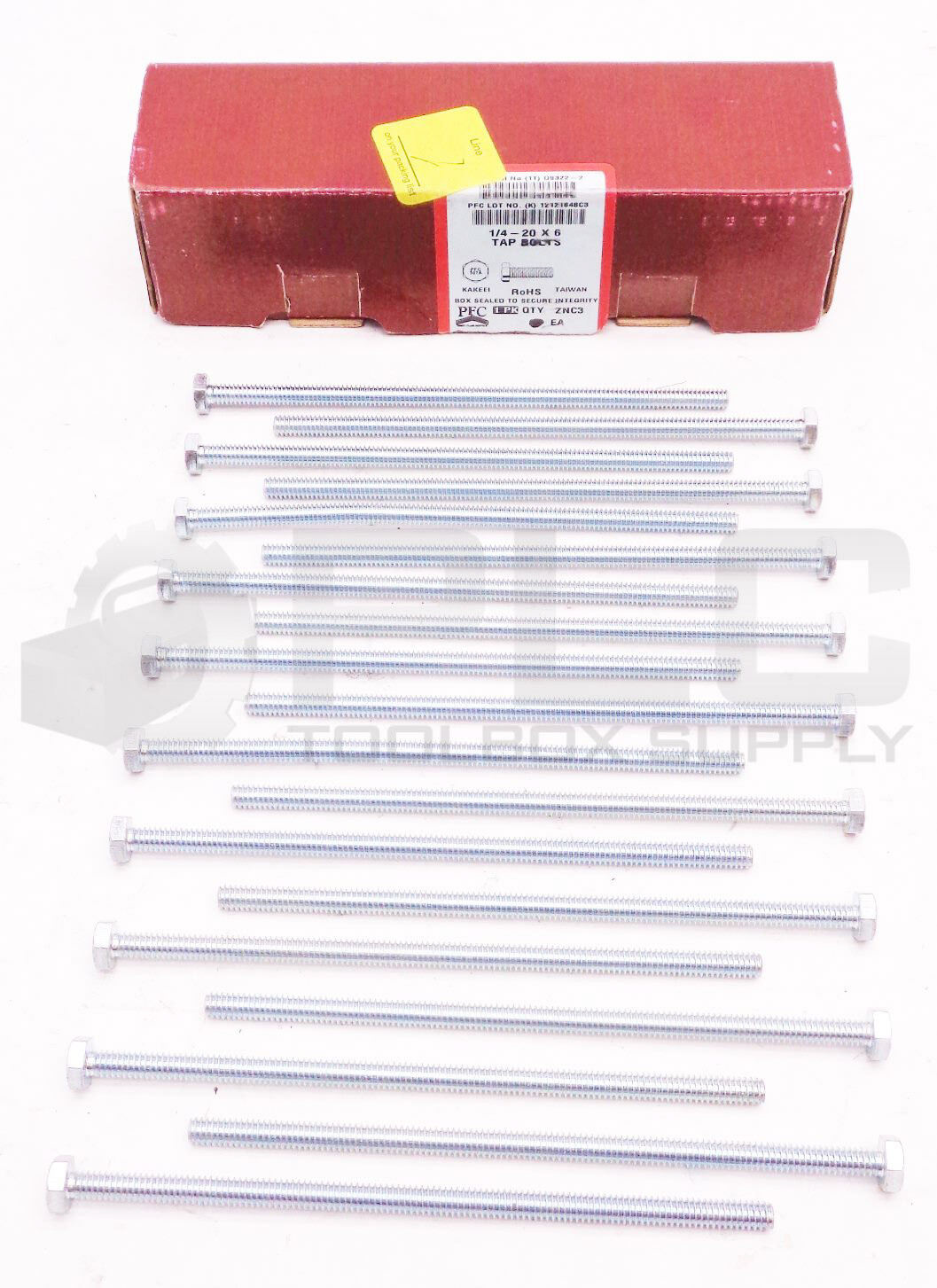 BOX OF 19 NEW PFC 00022-2460-411 1/4-20 X 6 TAP BOLTS