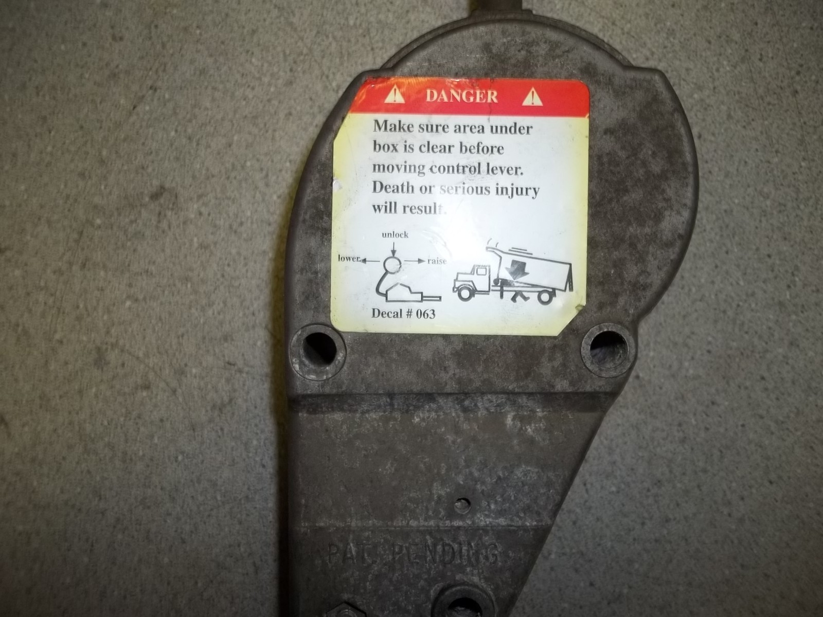 Wescon Dump Truck Control Switch Raise/Lower Lift Valve Control Handle