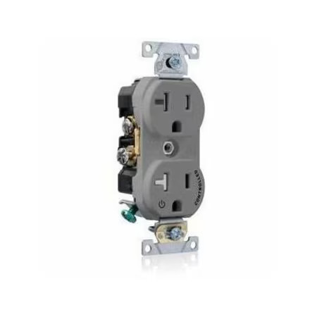 Leviton Tbr20-S1g Plugs&Rcptcls, 20A, 125Vac, Gry, Poly, Pk1