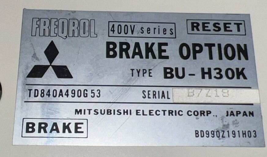MITSUBISHI BU-H30K TD840A490G53 FREQROL 400V SERIES BRAKE OPTION