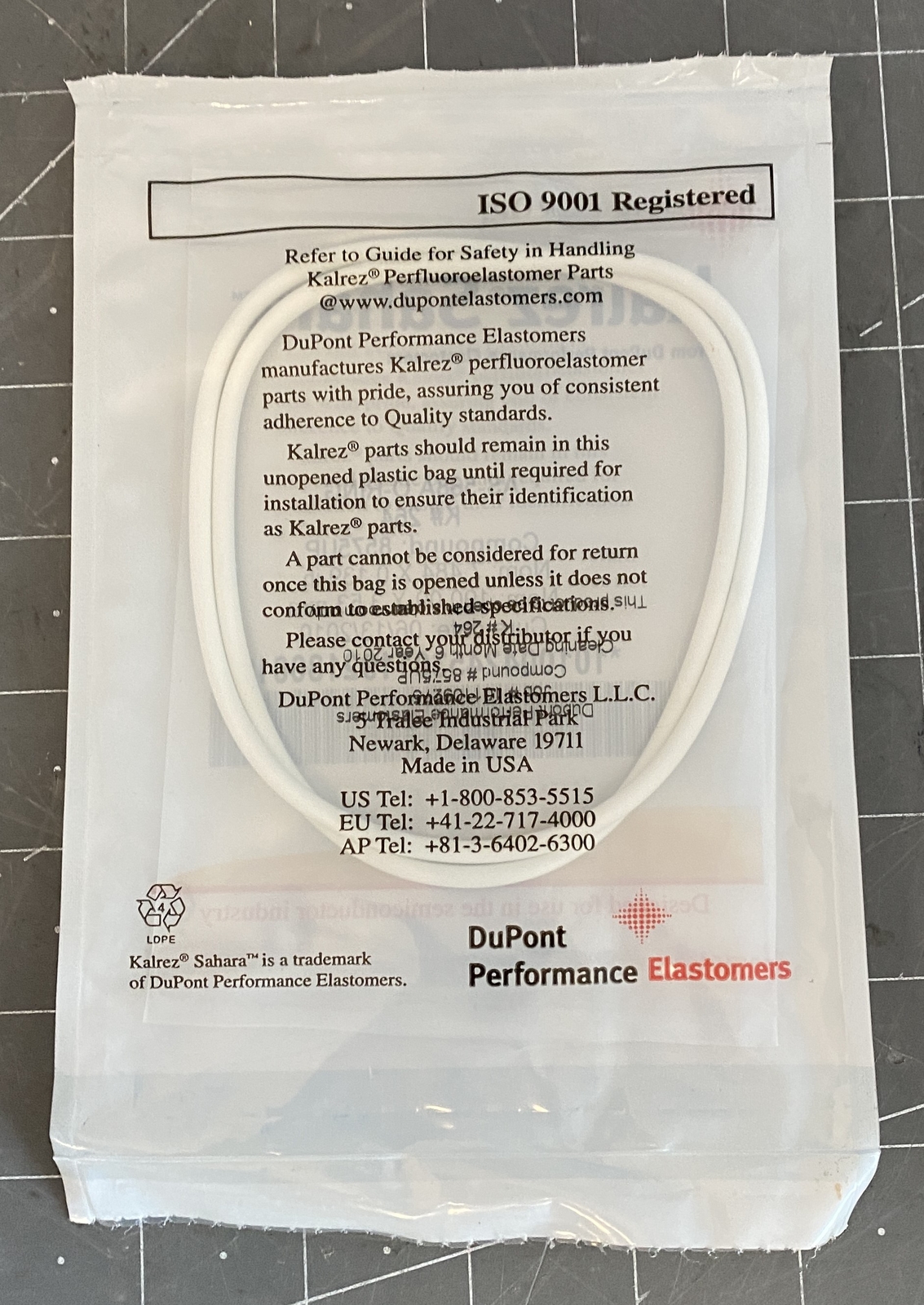 Kalrez AS-568A O-Ring K# 264 7.484 x 0.139 in 190.09 x 3.53 mm PN: 8575UP