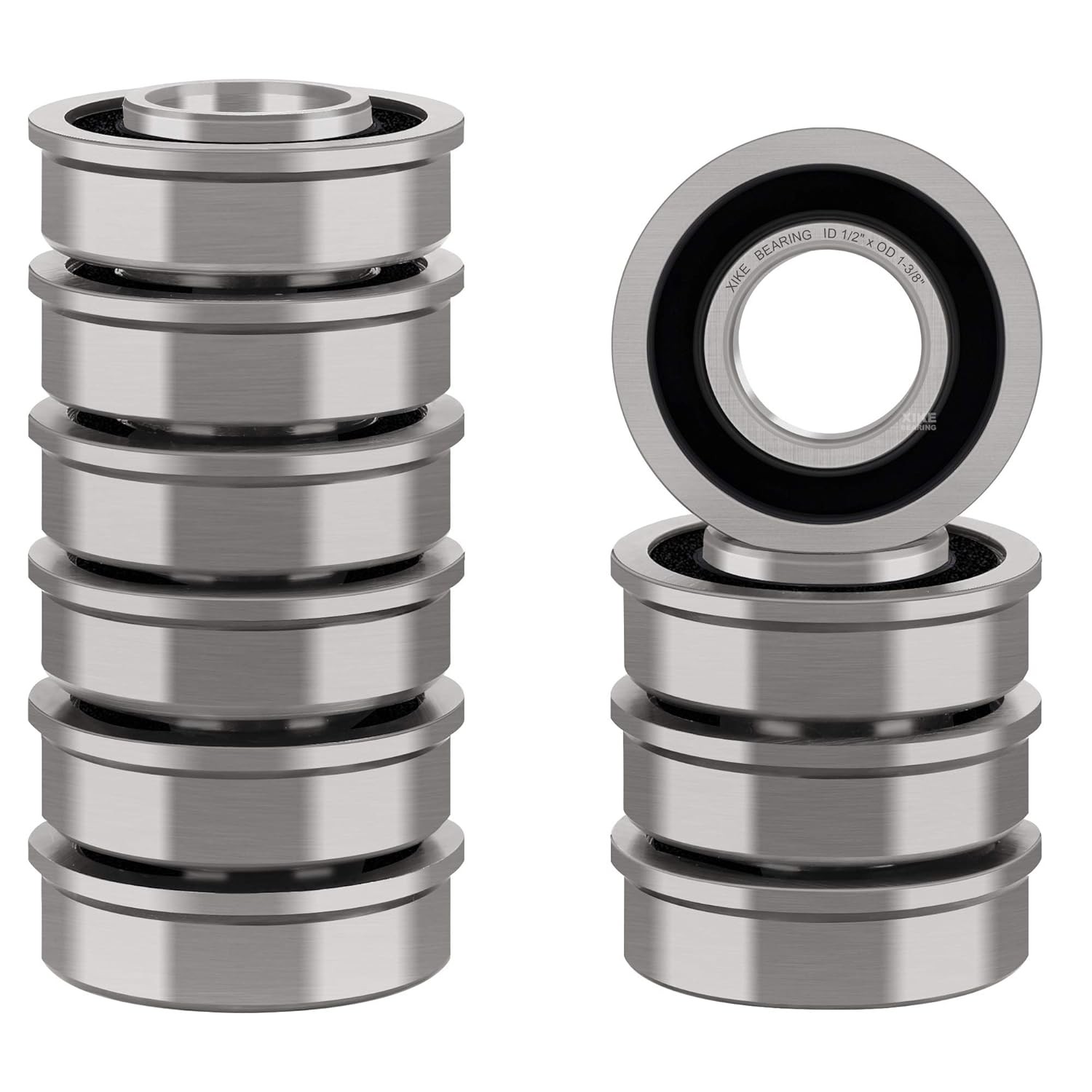 XiKe 10 Pack Flanged Ball Bearing ID 1/2″ x OD 1-3/8″, Suitable for Lawn Mower,