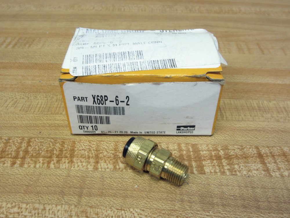 Parker X68P-6-2 3/8×1/8 Brass Male Pipe Connector X68P62 (Pack of 15)