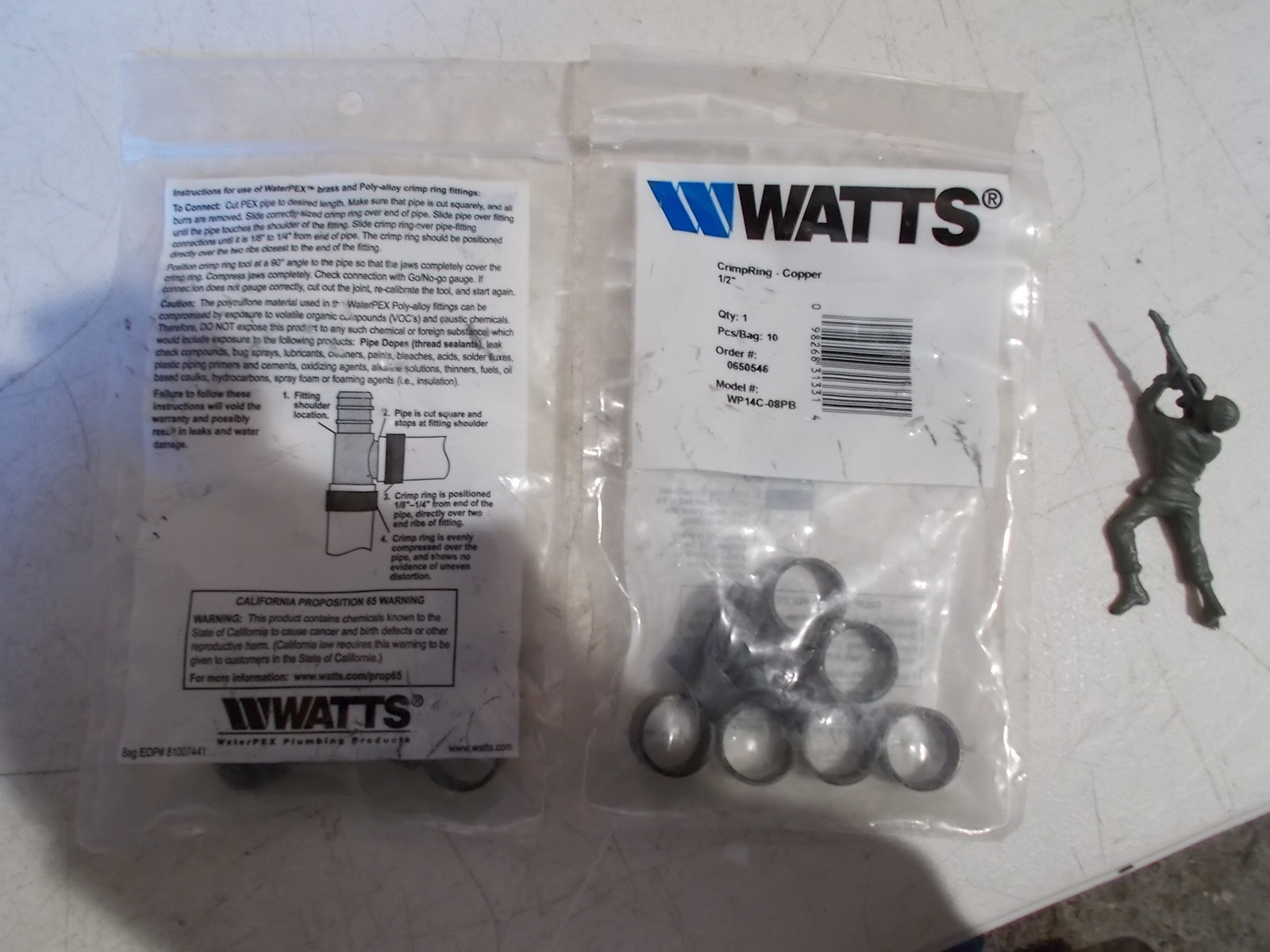 NEW Watts WP214C-08PB Copper 1/2″ Crimp Rings, Lot of 20 Total *FREE SHIPPING*