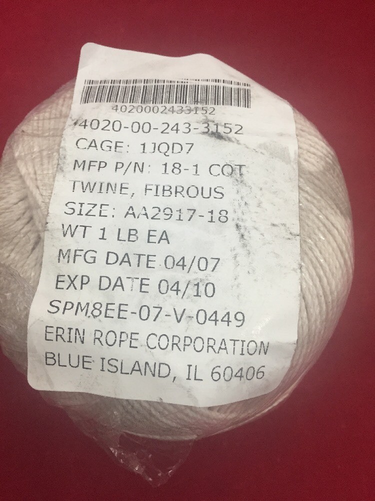 2 NEW 1 Lb. Spools ERIN ROPE Spool Cotton Twine 3 Strand Twisted Size 18 2,000′