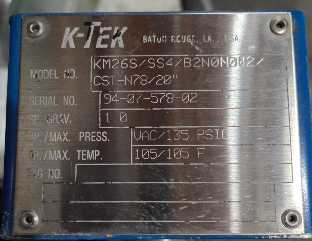 K-TEK KM26S/SS4/B2N0N0W2/CST-N78/20″ Stainless Steel Level Sensor